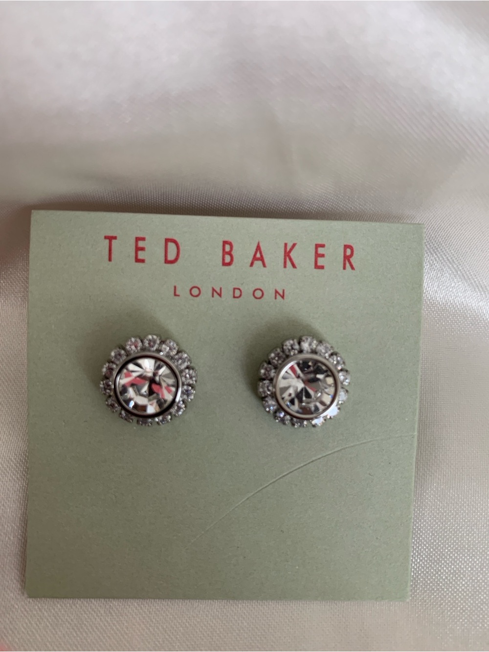 Ted Baker Silver Crystal Halo Button Earrings